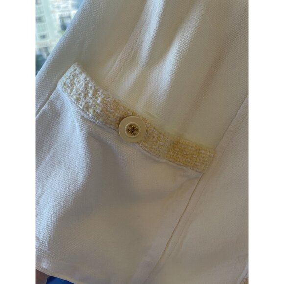 Chanel Womens Ivory Wool & Cotton Textured Button-Up Blazer Jacket Size M - Picture 9 of 16